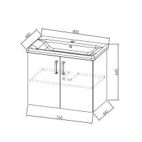 Set mobilier suspendat si lavoar Kolpasan, Evelin, 80 cm, stejar gri